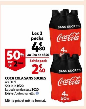 Auchan Supermarché Coca cola sans sucres offre