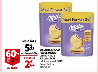 Auchan Supermarché Biscuits choco pause milka offre