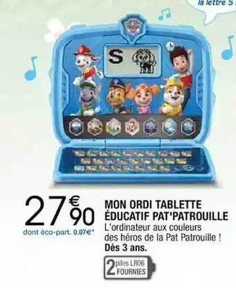 Mon ordi tablette éducatif pat'patrouille