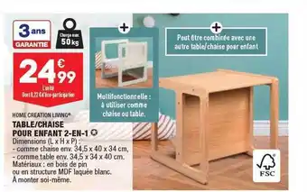 ALDI Table-chaise pour enfant 2-en-1 home création living offre
