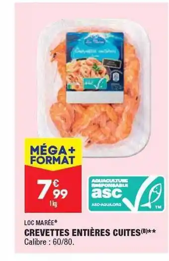ALDI Crevettes entières cuites loc marée offre