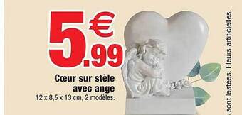 Bazarland Coeur sur stèle avec ange offre