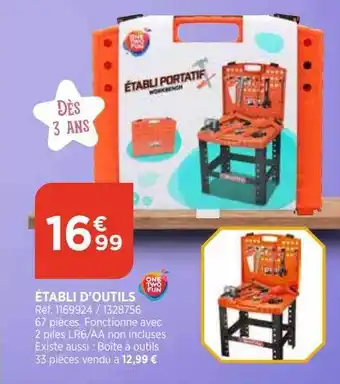 Bi1 Établi d'outils one two fun offre