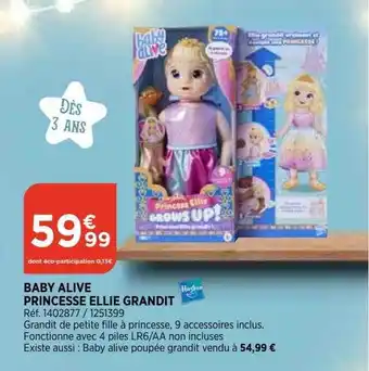 Bi1 Baby alive princesse ellie grandit hasbro offre