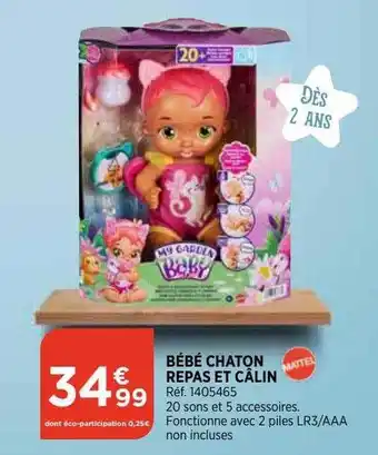 Bi1 Bébé chaton repas et câlin mattel offre