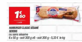 Netto Hamburger classic sésame serebis offre