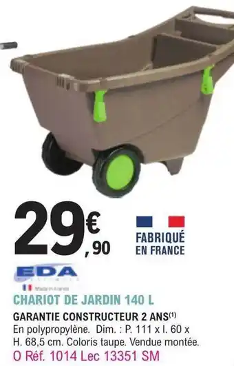 E.Leclerc Jardi Chariot de jardin 140l eda offre