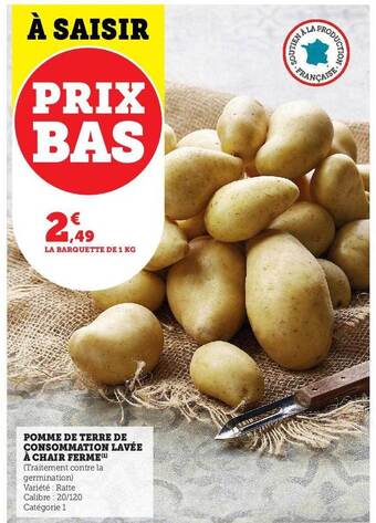 U Express Pomme de terre de consommation lavée à chair ferme offre