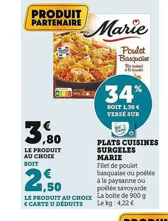 U Express Plats cuisinés surgelés marie offre