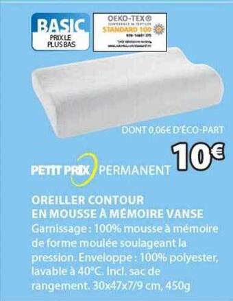 JYSK Oreiller contour en mousse à mémoire vanse offre