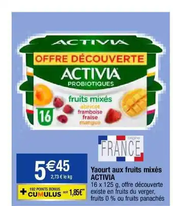 Migros Yaourt aux fruits mixés activia offre
