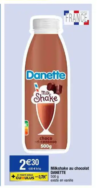 Milkshake au chocolat danette