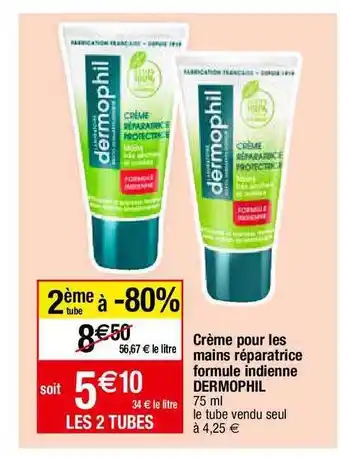 Migros Crème pour les mains réparatrice formule indienne dermophil offre