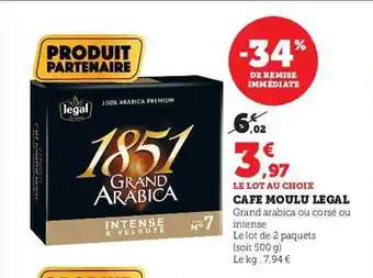 Hyper U Café moulu légal offre