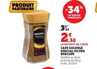 Hyper U Café soluble spécial filtre nescafé offre