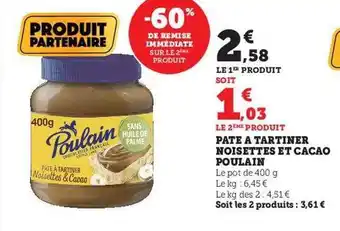 Hyper U Pâte à tartiner noisettes et cacao poulain offre