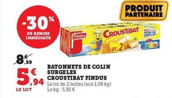 Hyper U Bâtonnets de colin surgelés croustibat findus offre
