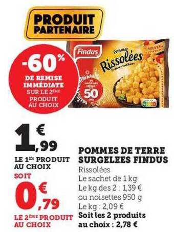 Hyper U Pommes de terre surgelées findus offre
