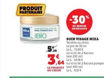 Hyper U Soin visage mixa offre