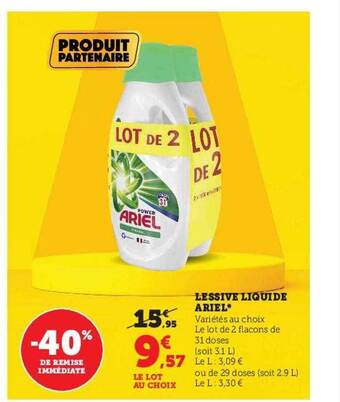 Hyper U Lessive liquide ariel offre
