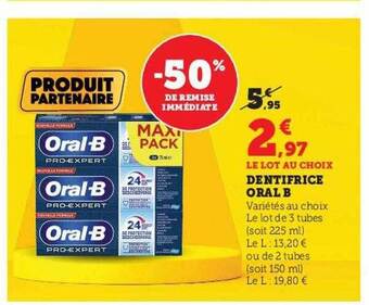 Hyper U Dentifrice oral b offre