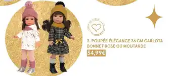Monoprix Coup de coeur poupée élégance 36 cm carlota bonnet rose ou moutarde offre