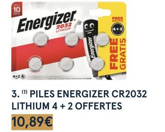 Monoprix Energizer piles cr2032 lithium 4 + 2 offertes offre