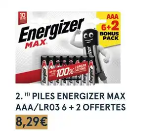 Monoprix Energizer piles max aaa/lr03 6 + 2 offertes offre