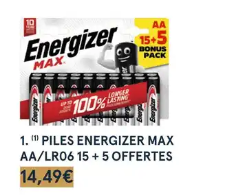 Monoprix Energizer piles max aa/lr06 15 + 5 offertes offre