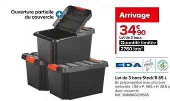 Castorama Eda lot de 3 bacs stock’r 85 l offre