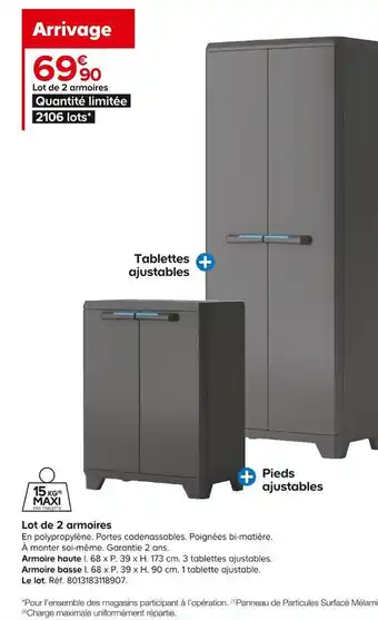 Castorama Lot de 2 armoires offre