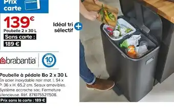 Castorama Brabantia poubelle à pédale bo 2 x 30 l offre
