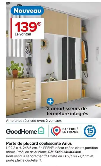 Castorama Good home porte de placard coulissante arius offre