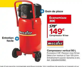 Castorama Mecafer compresseur vertical 50 l offre