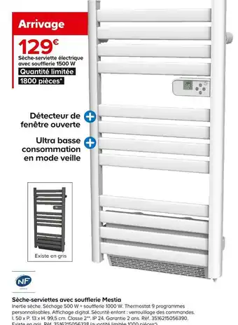 Castorama Sèche-serviettes avec soufflerie mestia offre