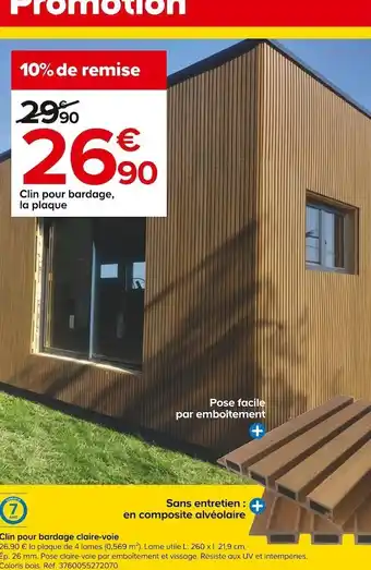 Castorama Clin pour bardage claire-voie offre