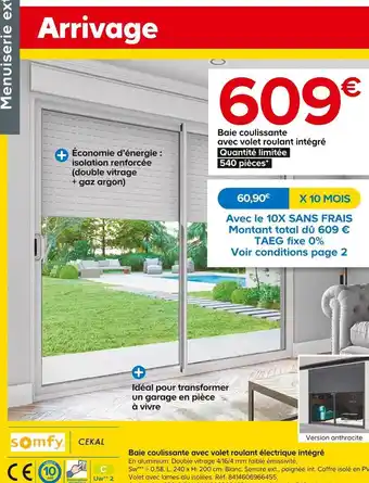 Castorama Somfy baie coulissante avec volet roulant électrique intégré offre