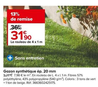 Castorama Gazon synthétique ép. 20 mm offre