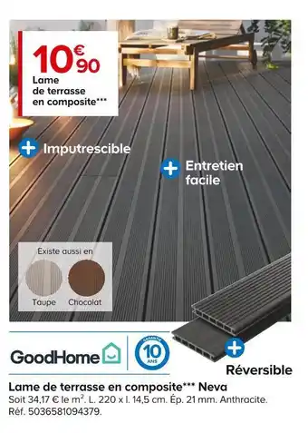 Goodhome lame de terrasse en composite neva