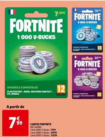 Auchan Cartes fortnite a partir de 7.99€ offre