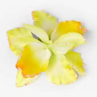 Barrette fleur à paillettes jaune et rose