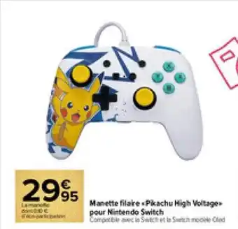 Carrefour Market Manette filaire «pikachu high voilage» pour nintendo switch offre