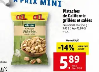 Lidl Pistaches de Californie Grillées et Salées offre