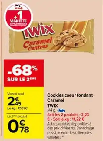 Carrefour Market Cookies coeur fondant caramel twix offre