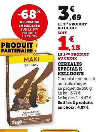 Super U Céréales spécial k kellogg's offre