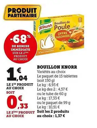 Super U Bouillon knorr offre