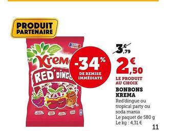 Super U Bonbons krema offre