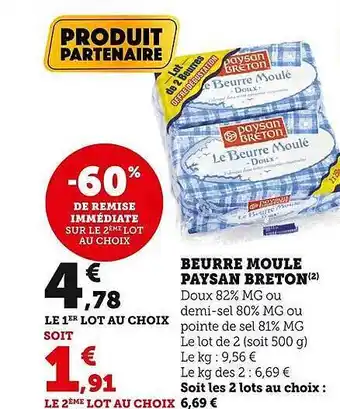 Super U Beurre moulé paysan breton offre