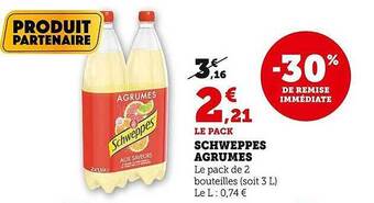 Super U Schweppes agrumes offre