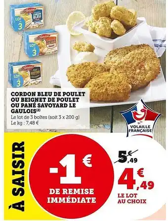 Cordon bleu de poulet ou beignet de poulet ou pané savoyard le gaulois